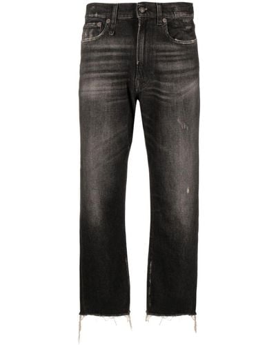 R13 Cropped-Jeans mit offenem Saum - Schwarz