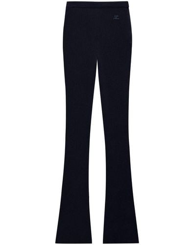 Courreges Ribbed Flared-leg Trousers - Blue