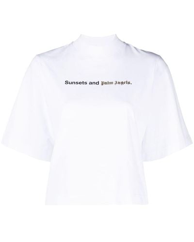 Palm Angels T-Shirt mit Slogan-Print - Weiß