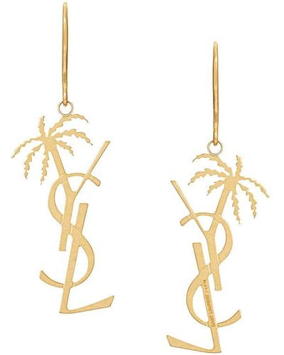 Saint Laurent Monogram Palm Earrings - Metallic