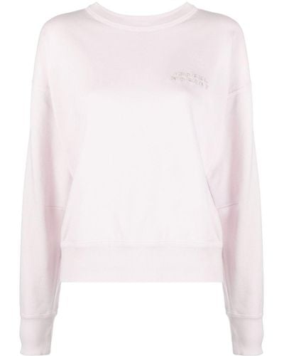 Isabel Marant Shad Logo-embroidered Cotton Blend Sweatshirt - Roze
