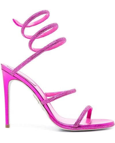 Rene Caovilla Cleo 105mm Crystal Sandals - Pink