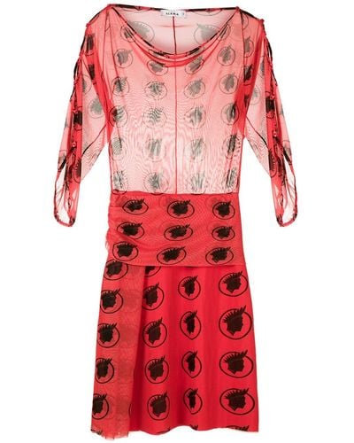 Amir Slama Tulle Printed Dress - Red