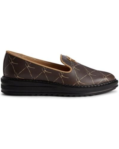 Giuseppe Zanotti Tim Logo-embossed Leather Loafers - Brown