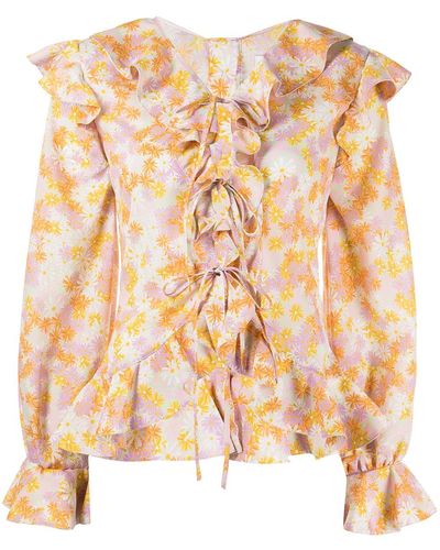 予約販売】本 【rokh】Open-back multi floralタイネック blouse