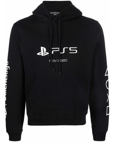 Balenciaga Man Black Playstation Fitted Hoodie