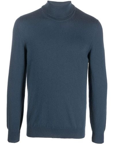 Fedeli Roll-neck Fine-knit Sweater - Blue