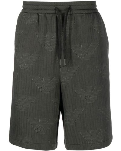 Emporio Armani Logo-jacquard Track Shorts - Grey