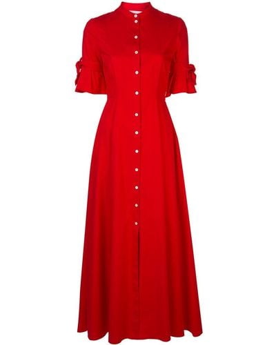 Carolina Herrera Vestido camisero largo - Rojo