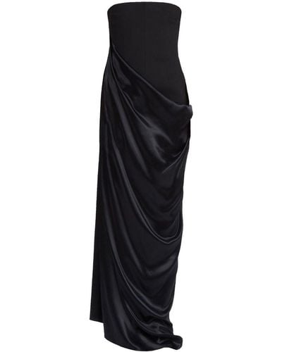Ferragamo Robe longue colour block à design drapé - Noir