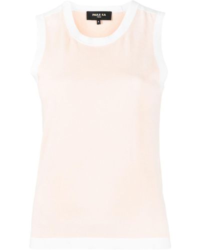 Paule Ka Contrasting-trim Tank Top - Natural