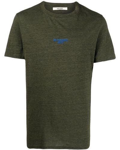 Zadig & Voltaire Slogan-print Jersey T-shirt - Green