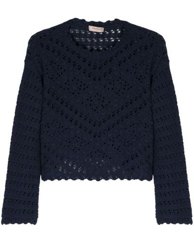 Twin Set Crochet-knit Cotton Jumper - Blue