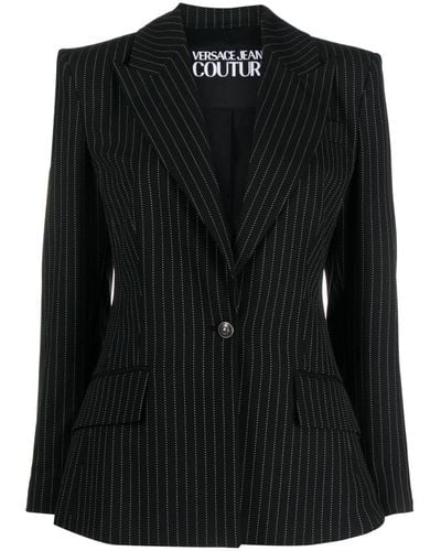 Versace Jeans Couture Blazer de vestir a rayas diplomáticas - Negro