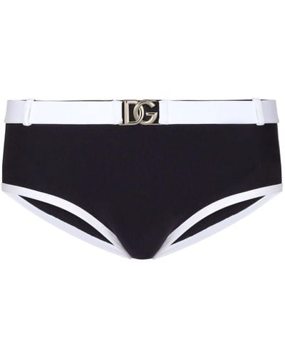 Dolce & Gabbana David Logo-buckle Swimming Trunks - Black
