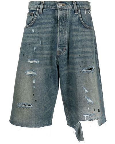 Rhude Jeans-Shorts mit Farbklecksen - Blau