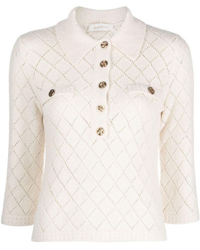 Zimmermann Matchmaker Pointelle-knit Polo Top - Natural