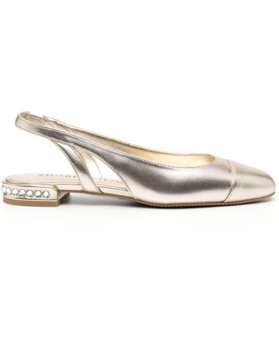 Stuart Weitzman Crystal Slingback Ballerina Flats - White