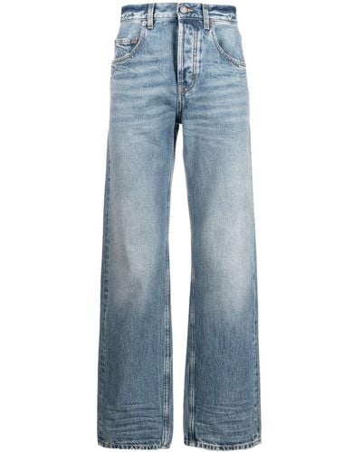 Saint Laurent Straight-Leg-Jeans mit hohem Bund - Blau