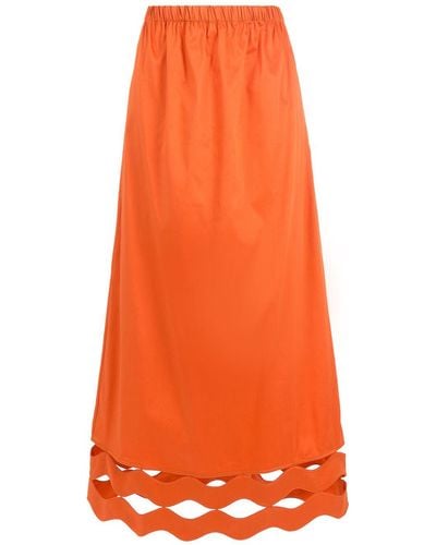 Adriana Degreas Scallop Cut-out Maxi Skirt - Orange