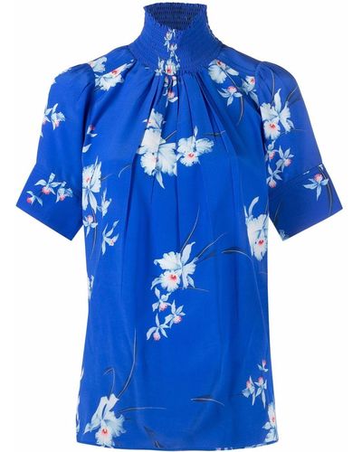 N°21 Floral-print Short-sleeve Blouse - Blue