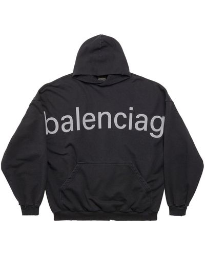 Balenciaga Logo-print Cotton Hoodie - Black