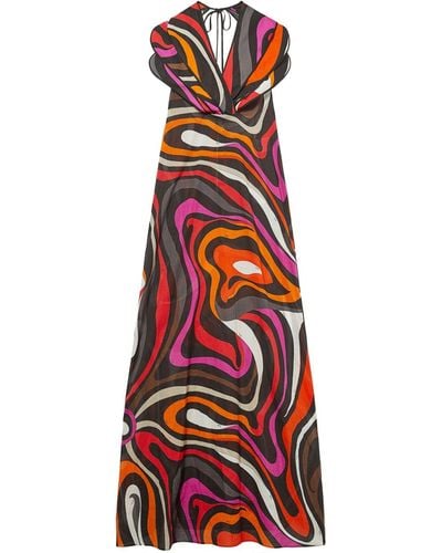 Emilio Pucci Abstract-print Cotton Dress - Red