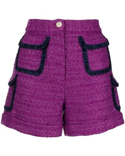 Edward Achour Paris Tweed Pocketed Shorts - Purple