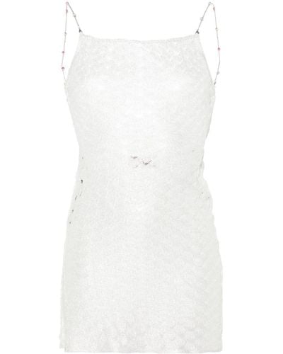 Missoni Robe courte en crochet à design lamé - Blanc