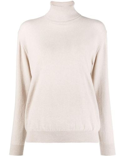 Brunello Cucinelli Roll-neck Cashmere Sweater - Natural