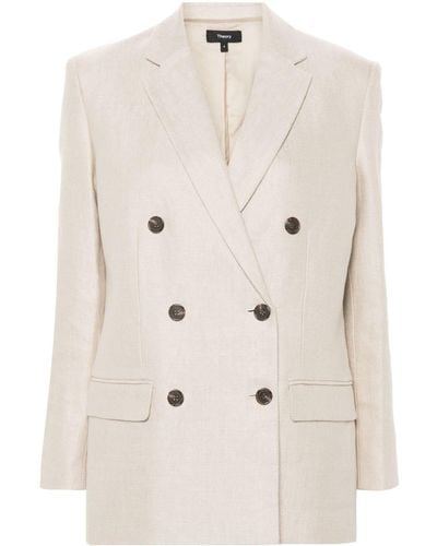Theory Double-breasted Blazer - Natural