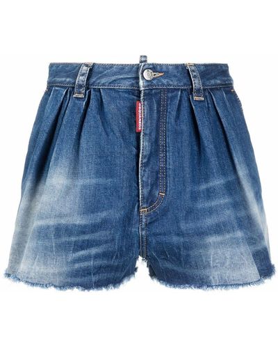 DSquared² Shorts mit ausgefranstem Saum - Blau