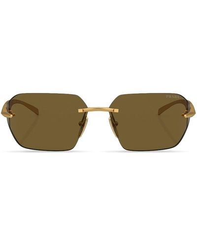 Prada Logo-engraved Frameless Sunglasses - Natural