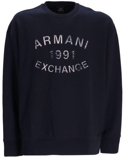 Armani Exchange フレンチテリー スウェットシャツ - ブルー