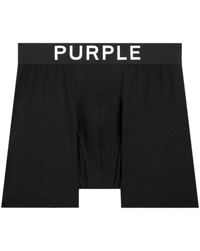 Purple Brand Logo-waistband Cotton Boxers - Black