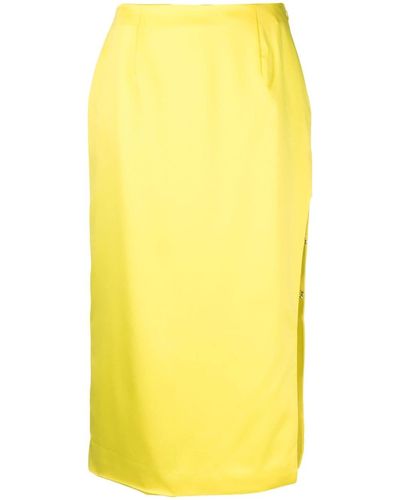 Gcds Satin-finish High-waisted Skirt - Yellow