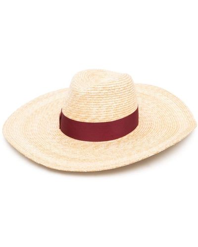 Borsalino Panama Wide-brim Straw Hat - Pink