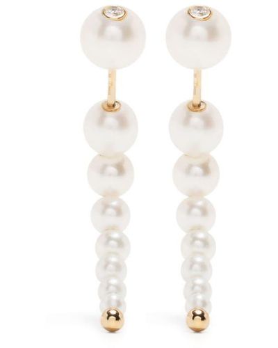 Anissa Kermiche Yellow Gold Pearl Drop Earrings - White