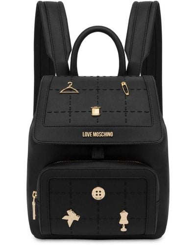 Love Moschino Pin-embellishment Faux-leather Backpack - Black