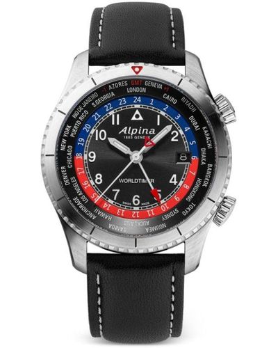 Alpina Reloj Startimer Pilot Quartz Worldtimer de 41 mm - Negro