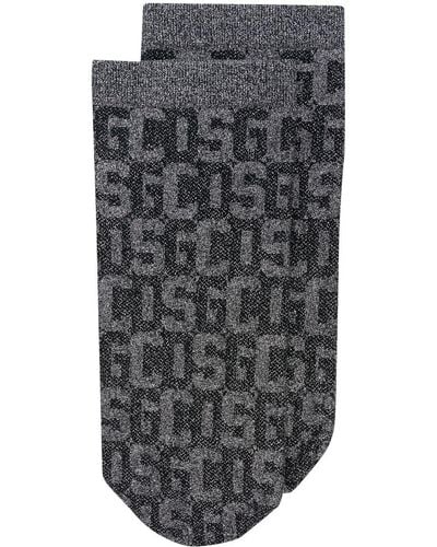 Wolford X Gcds Monogram-pattern Socks - Grey