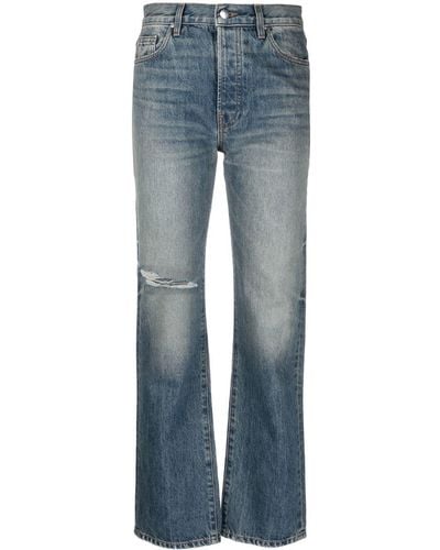 Amiri Mid-rise Distressed Straight Jeans - Blue