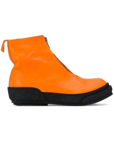 Guidi Color-block Front-zip Boots - Orange