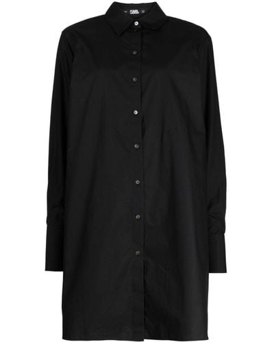 Karl Lagerfeld Rhinestone-embelished Organic-cotton Shirt - Black