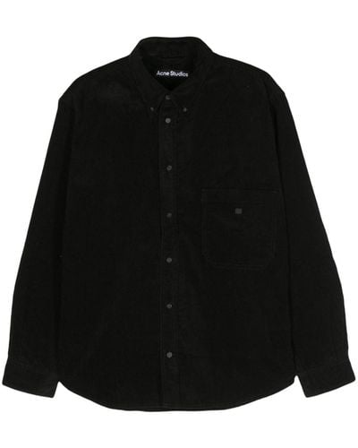 Acne Studios Face-patch Corduroy Shirt - Black