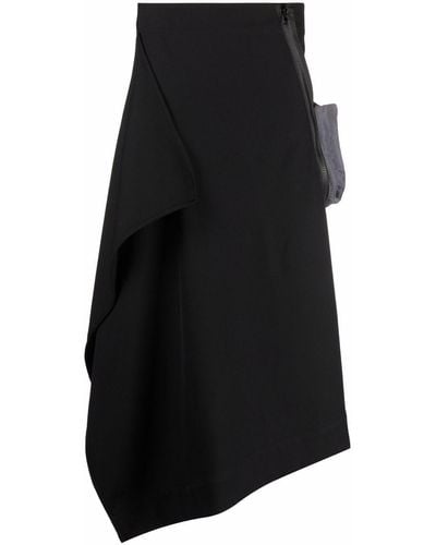 A BETTER MISTAKE Techno Asymmetric Wool Skirt - Black