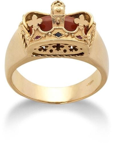 Dolce & Gabbana Anillo Crown con corona y diaspro rojo - Metálico