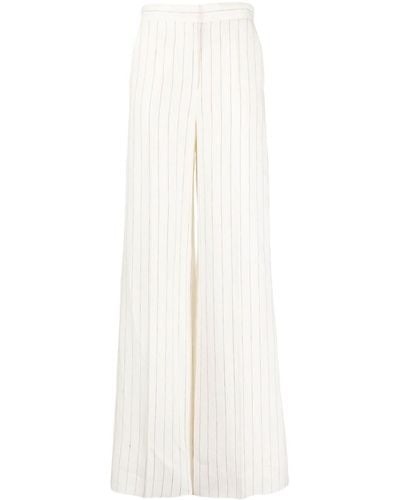 Max Mara High-waisted Striped Linen Trousers - White
