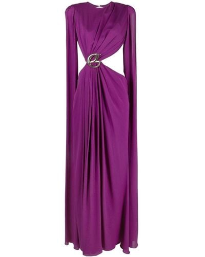 Elie Saab Draped Silk Dress - Purple
