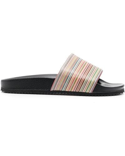 Paul Smith Sandali slides a righe - Bianco